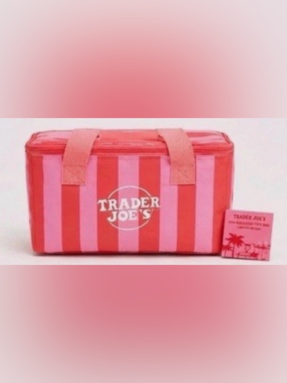 Trader Joe’s Pink Stripes Insulated Mini Cooler Tote Bag Limited Edition